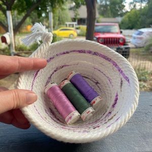 This is a cozy little Handmade Basket to throw little treasures in.
